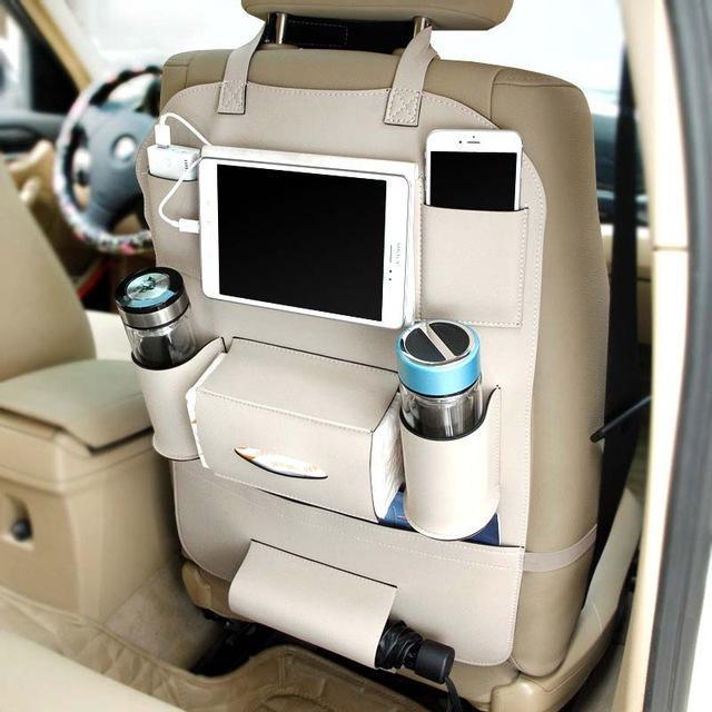Premium Leather Car Seat Organizer – Stylish, Spacious, Clutter-Free