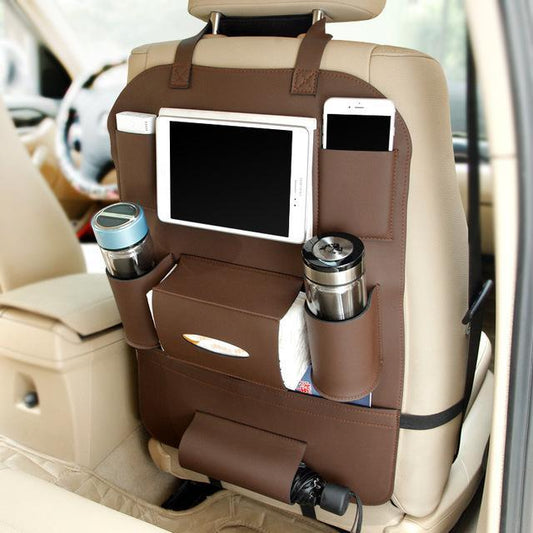 Premium Leather Car Seat Organizer – Stylish, Spacious, Clutter-Free